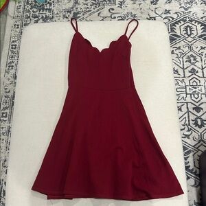 Dark red scalloped dress
